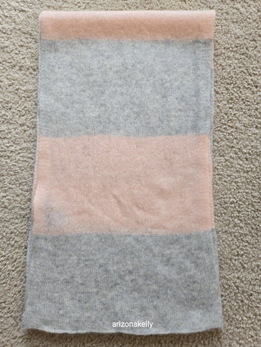 Hannah Rose Cashmere Scarf Pink & Grey Lightweight Weave - Picture 12 of 12